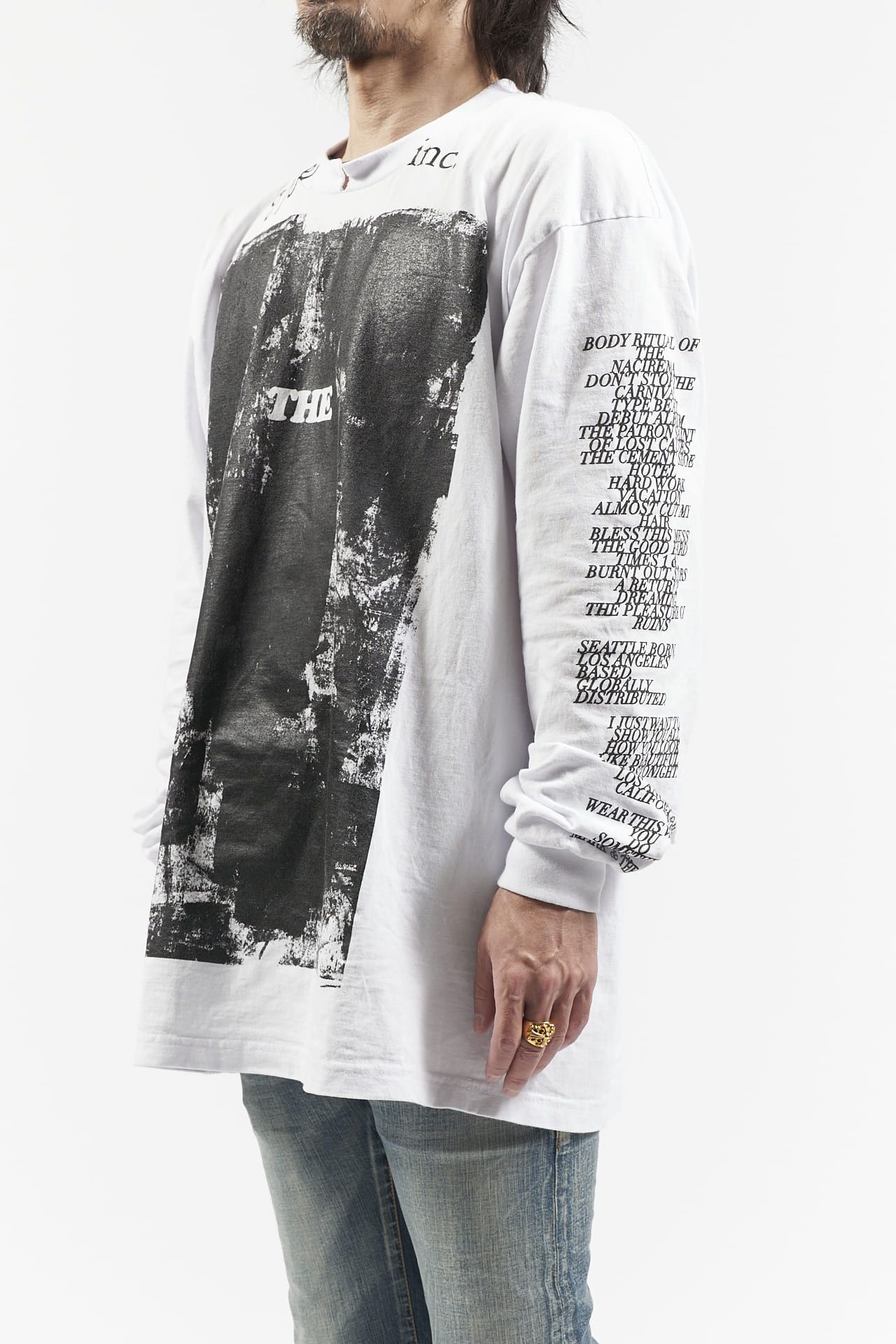THE PAINTED プリント 長袖 Tシャツ ホワイト