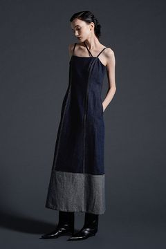ロールアップ デニム キャミワンピース INDIGO