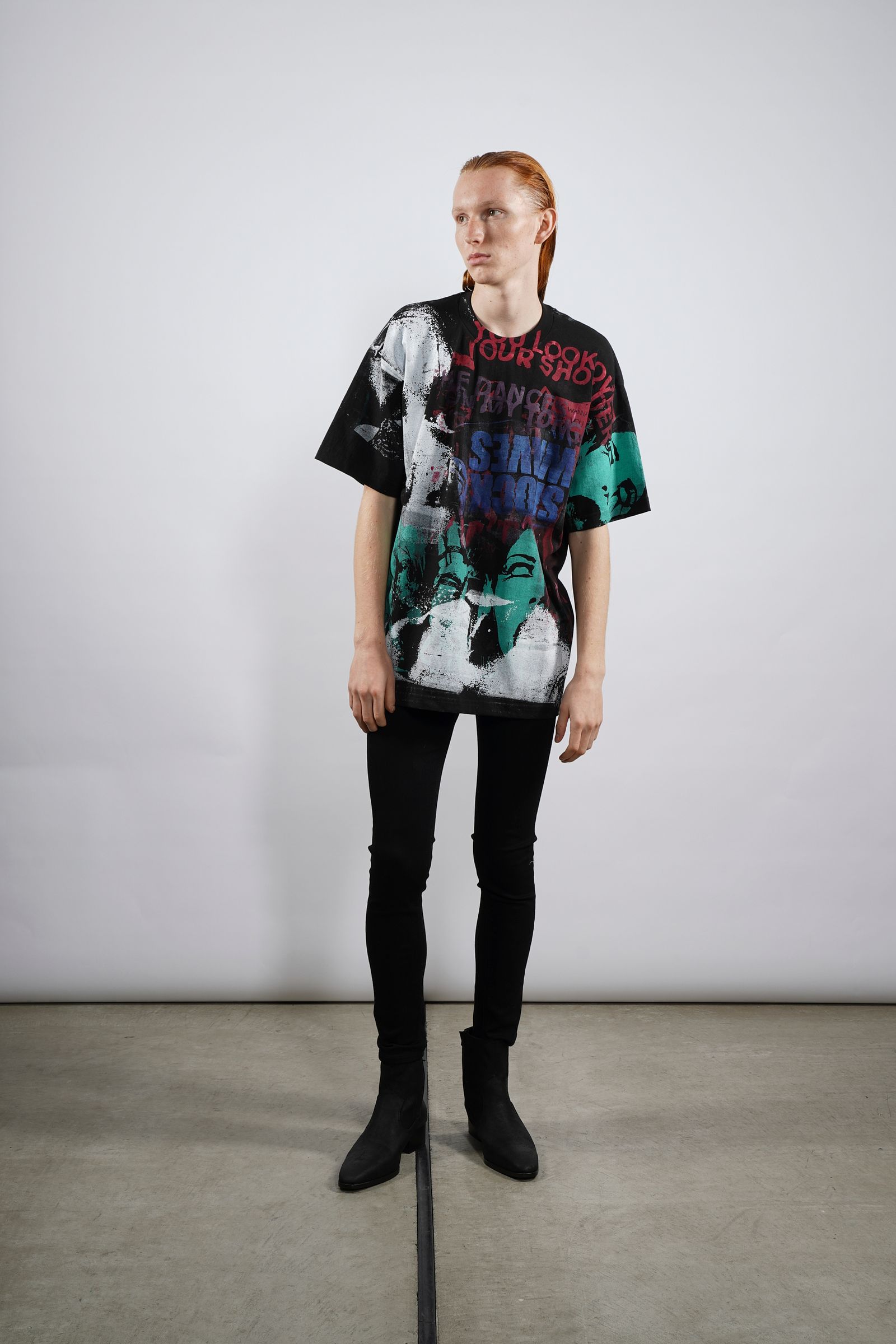 "TEST T" グラフィックプリント 半袖Tシャツ ブラック