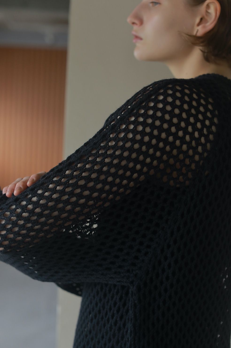 Mesh Knit Tops メッシュニット ブラック