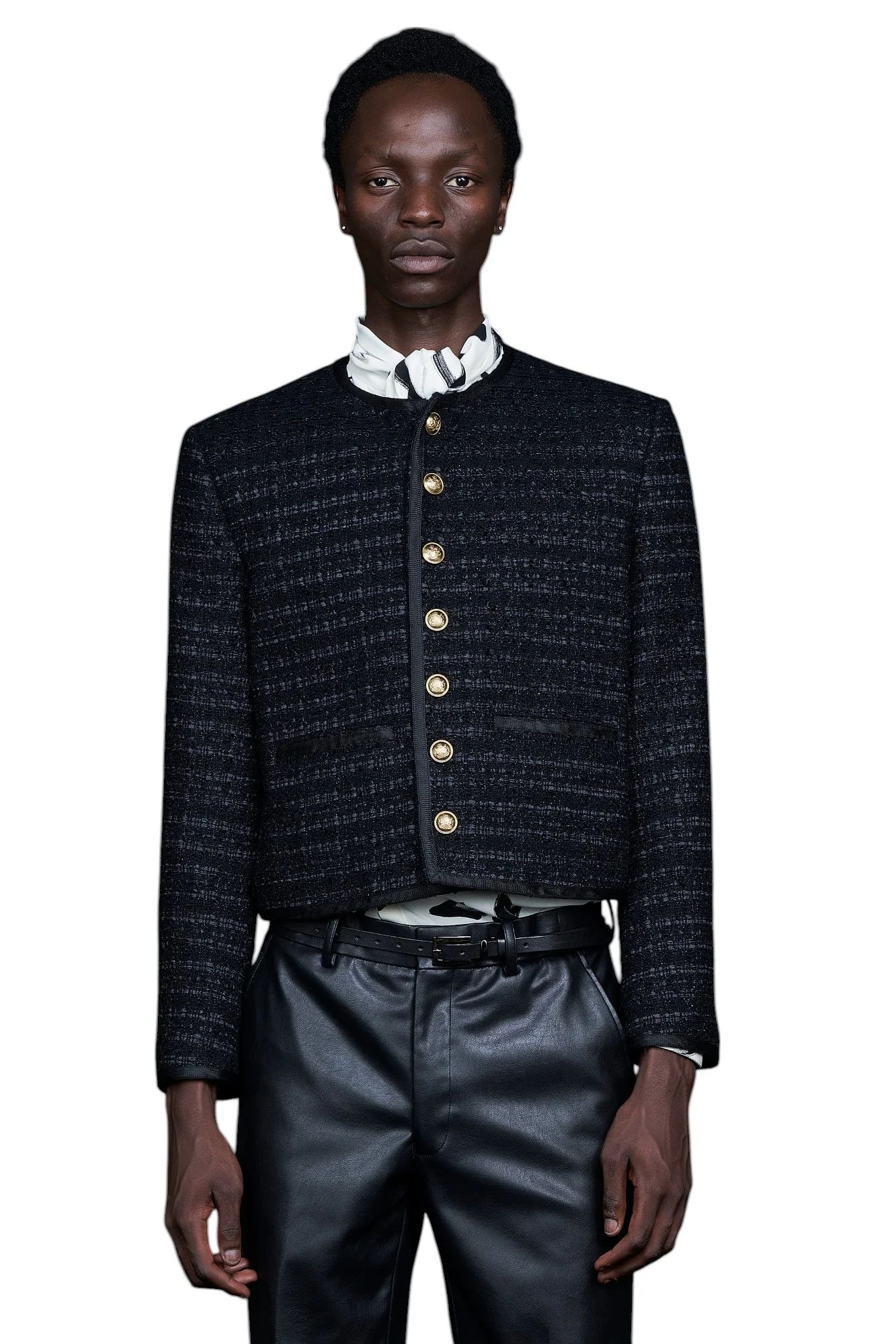 No Collar Cropped Bellboy JK BLACK