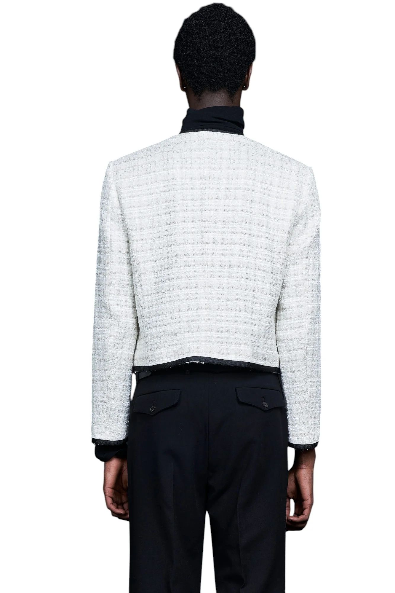 No Collar Cropped Bellboy JK WHITE