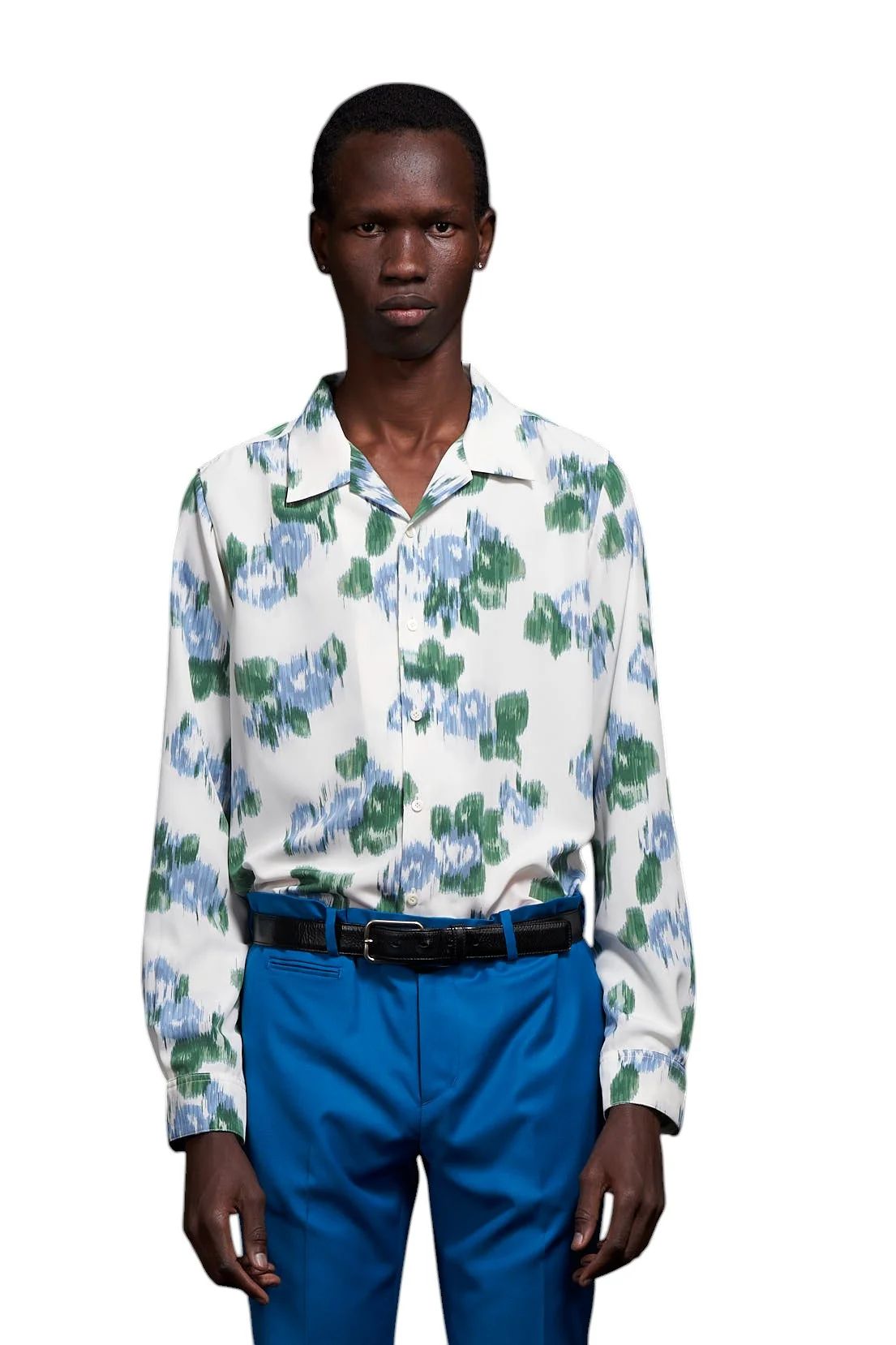 Pixel Flower Print Open Collar Shirt ピクセルフラワーオープンカラーシャツ