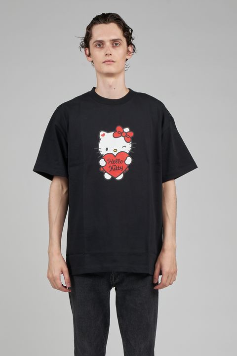 soulland×ハローキティ コラボ ハートプリント 半袖Tシャツ ブラック