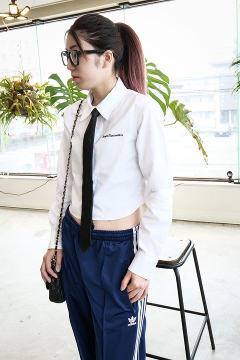 【REST&RECREATION】Cropped Shirt & Crepped Cardigan BLACK