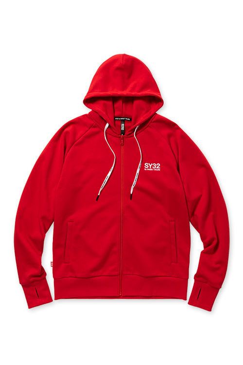 【国内配送】 SWEET by SY32 YEARS レッド ベーシックプルオーバーパーカー - メンズウェア