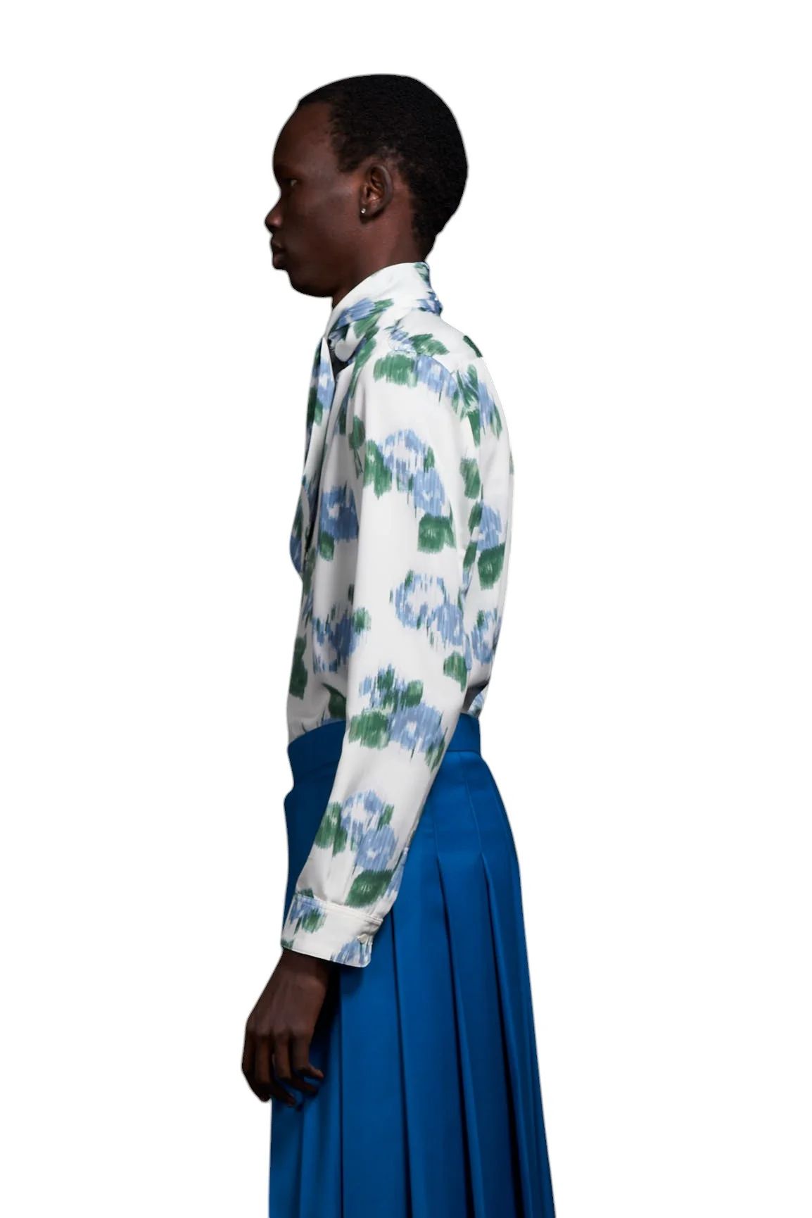 Pixel Flower Print Ribbon Shirt ピクセルフラワーリボンシャツ