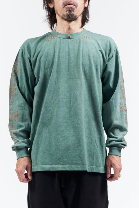THE BLANK プリント 長袖 Tシャツ グリーン