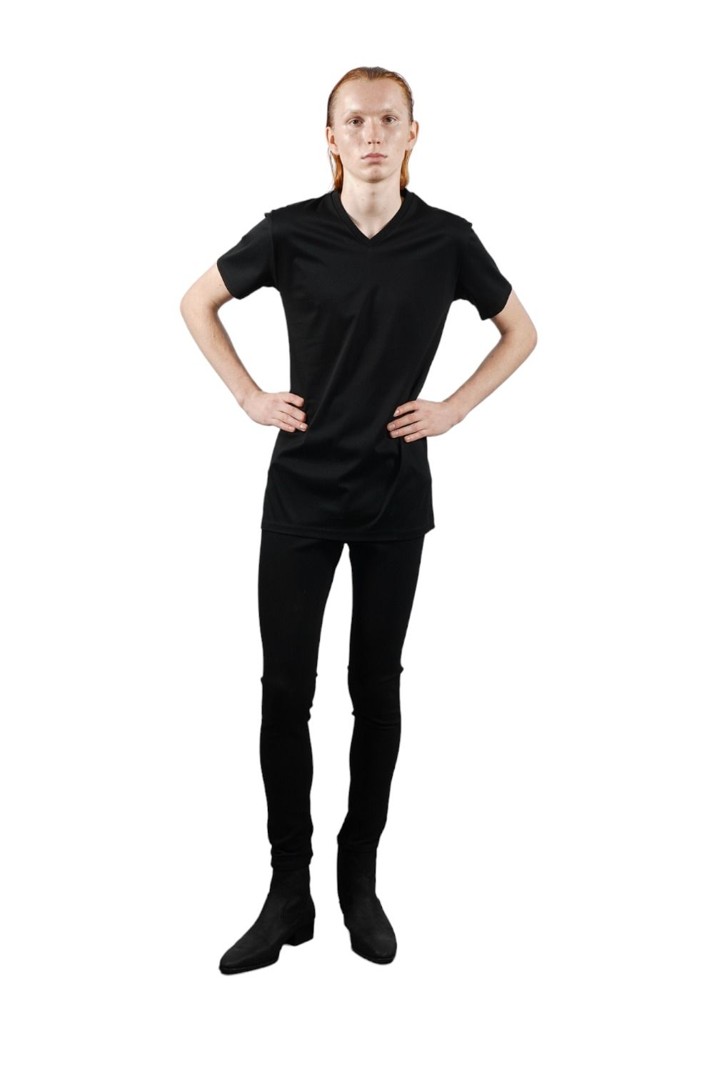 GALAABEND - シルケットスムースVネックTシャツ BLACK | 3RD[i