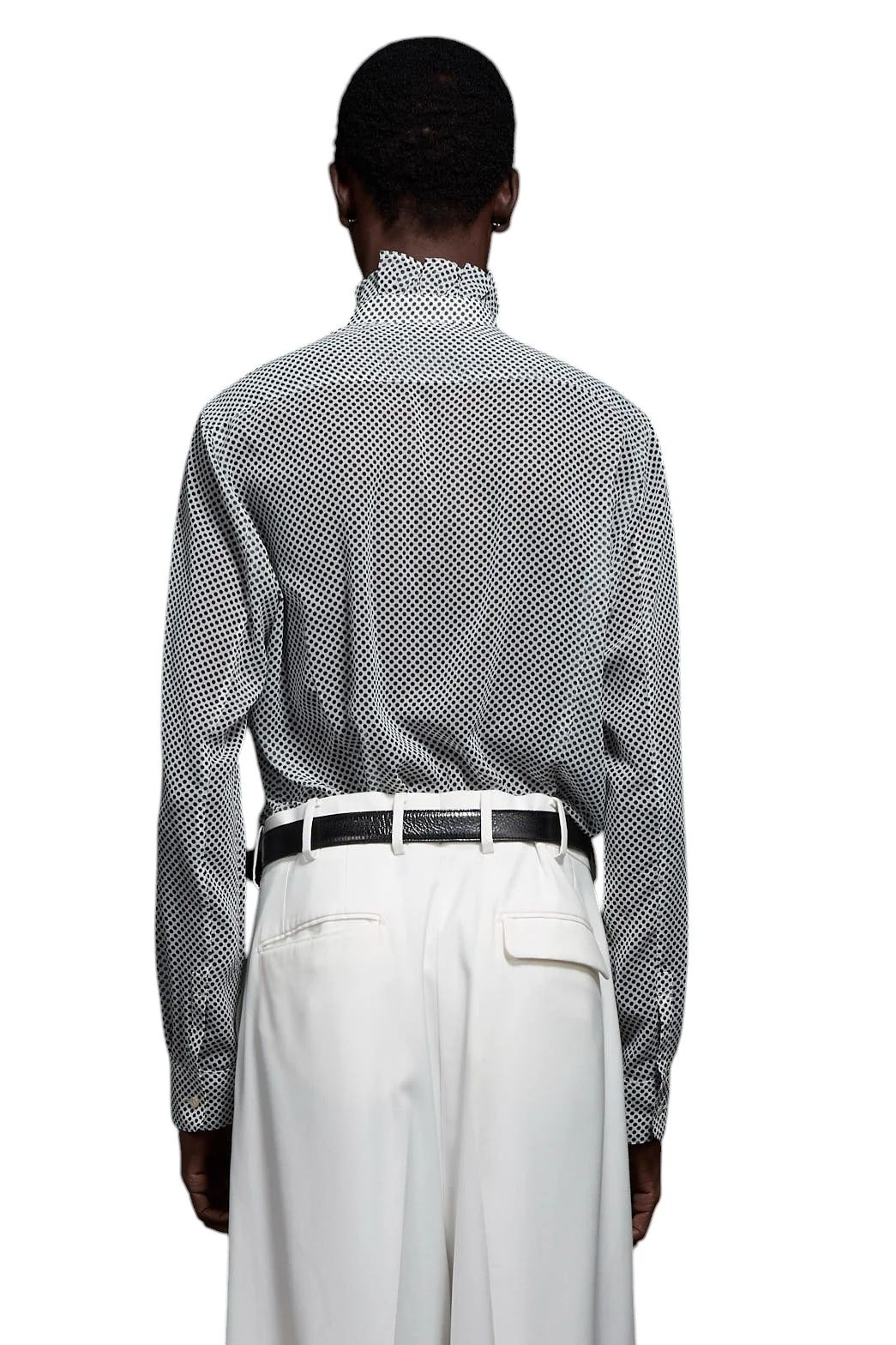 Over Dots Hi Neck Frill Shirt オーバードットハイネックフリルシャツ