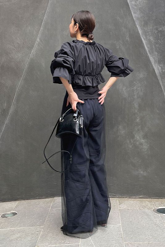 ギャザー ショートボレロ BLACK