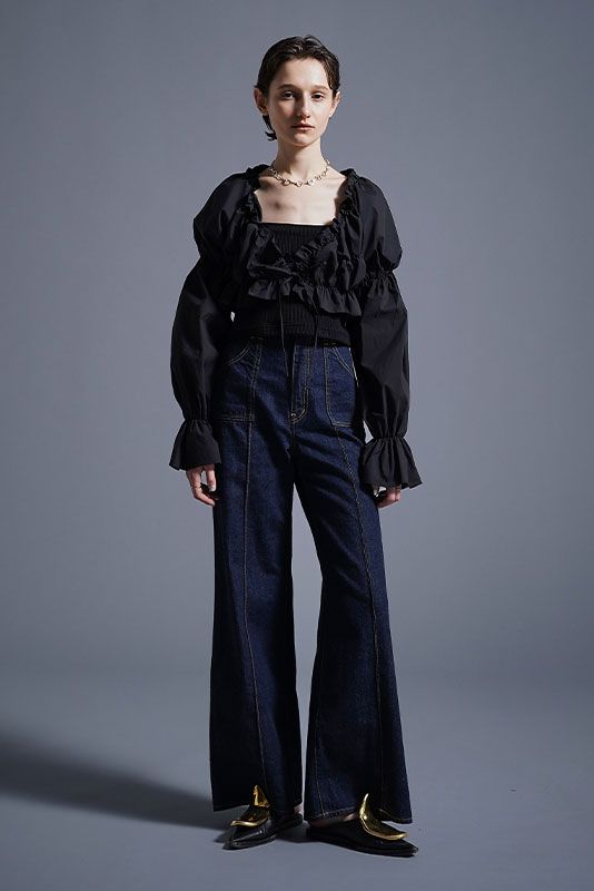 ギャザー ショートボレロ BLACK