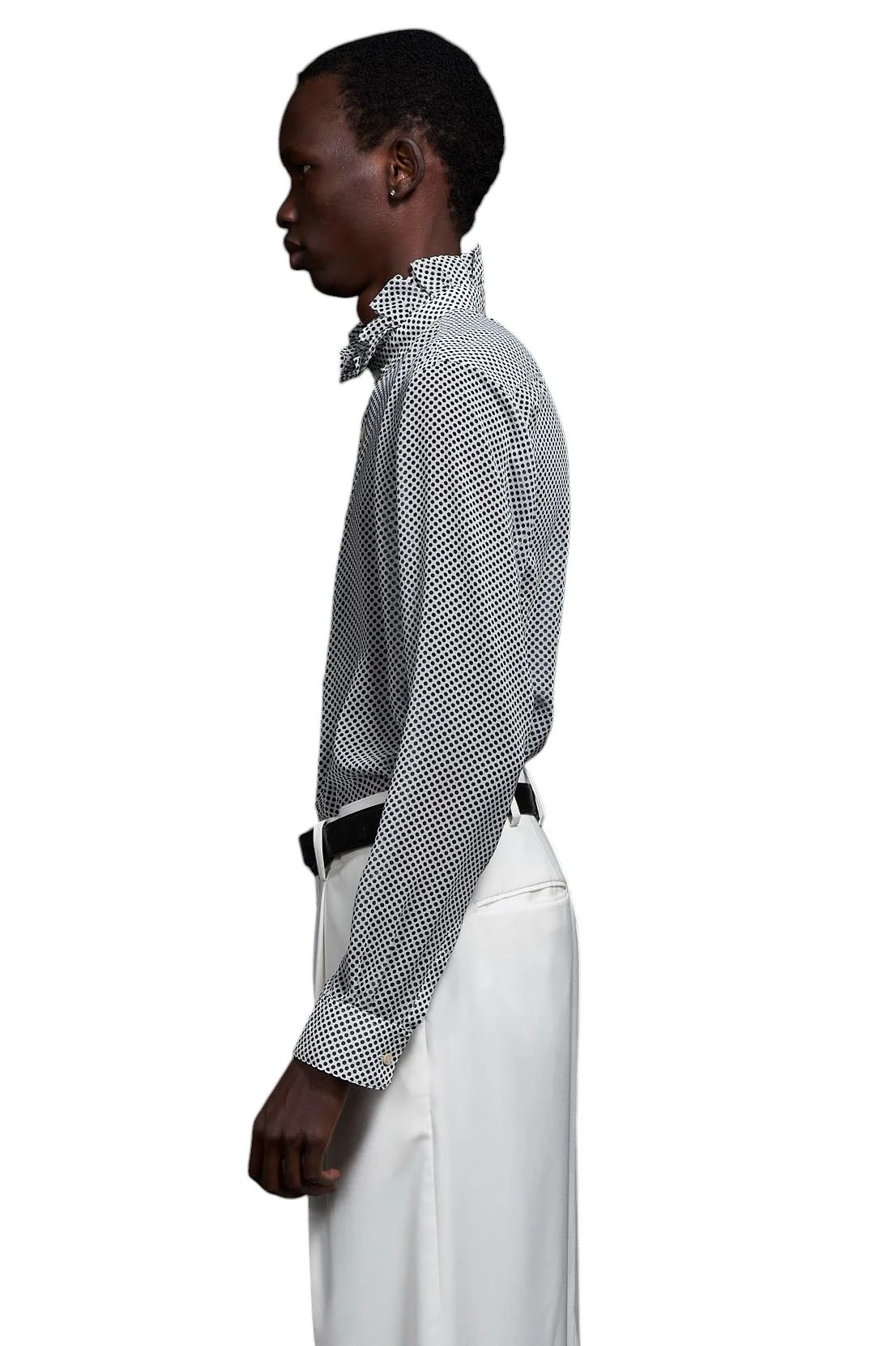 Over Dots Hi Neck Frill Shirt オーバードットハイネックフリルシャツ