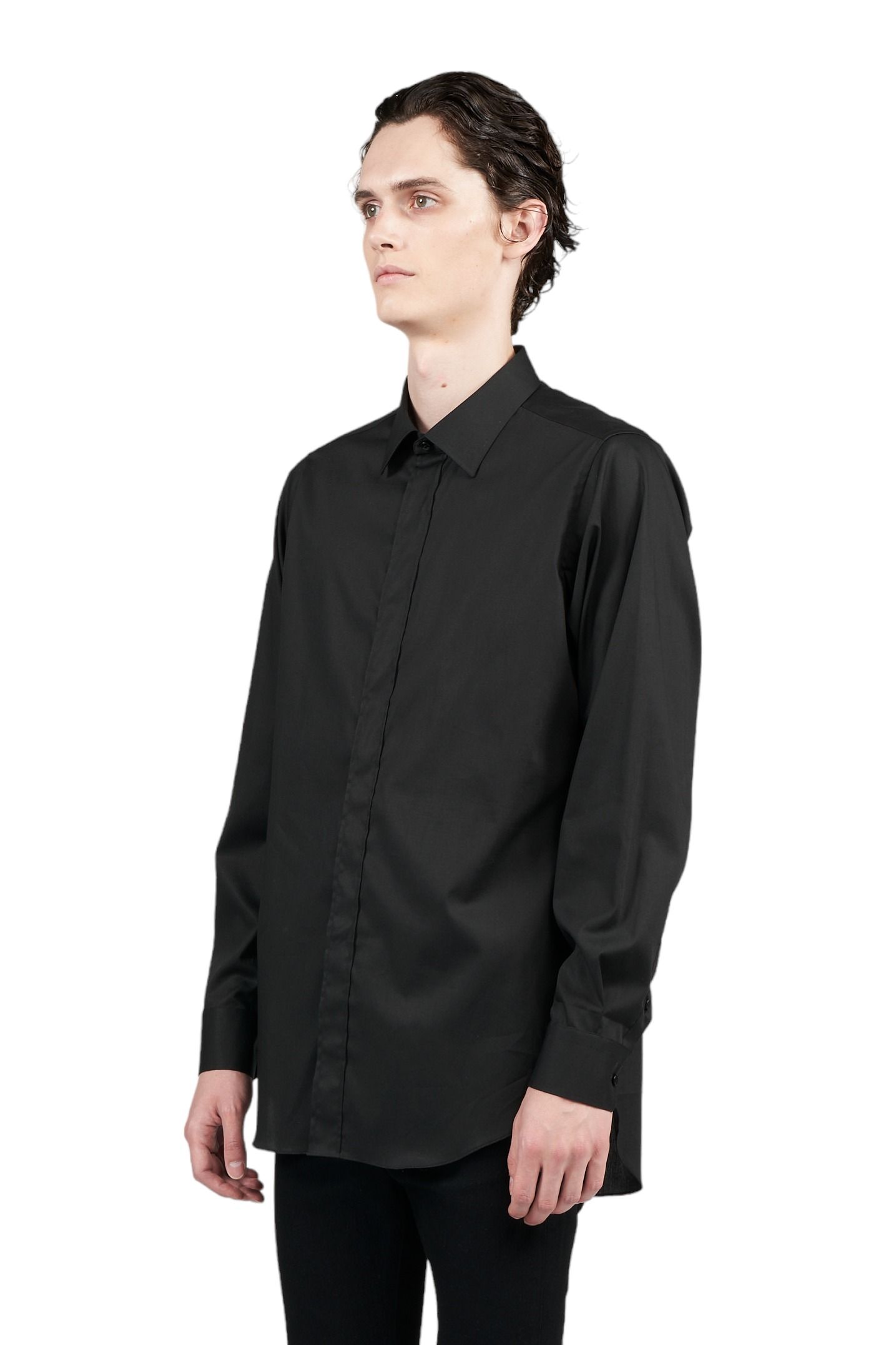 50's ブロードストレッチ レギュラー比翼シャツ BLACK