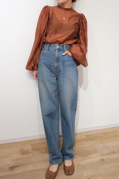 カービング デニム パンツ ブルー