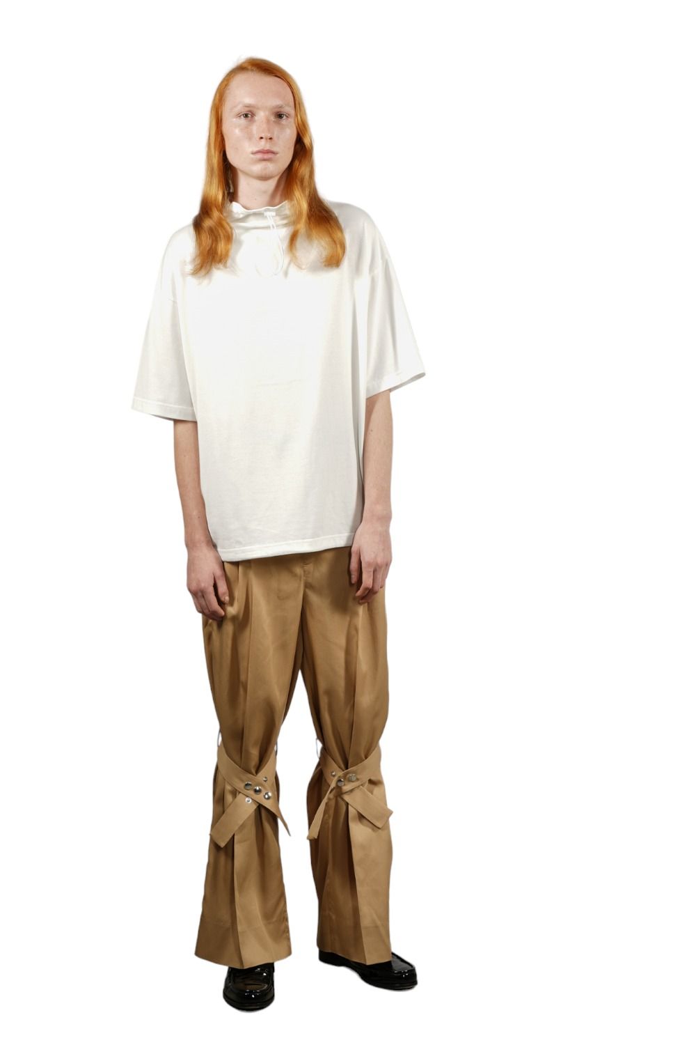 ドローコードモックネックTシャツ WHITE