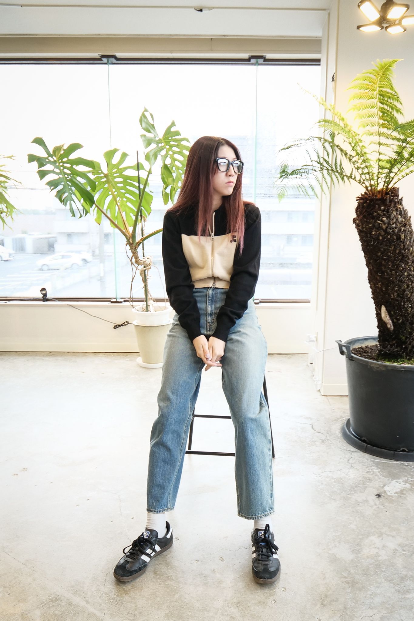 【REST&RECREATION】 2TONE ZIPUP CARDIGAN Blue & Beige