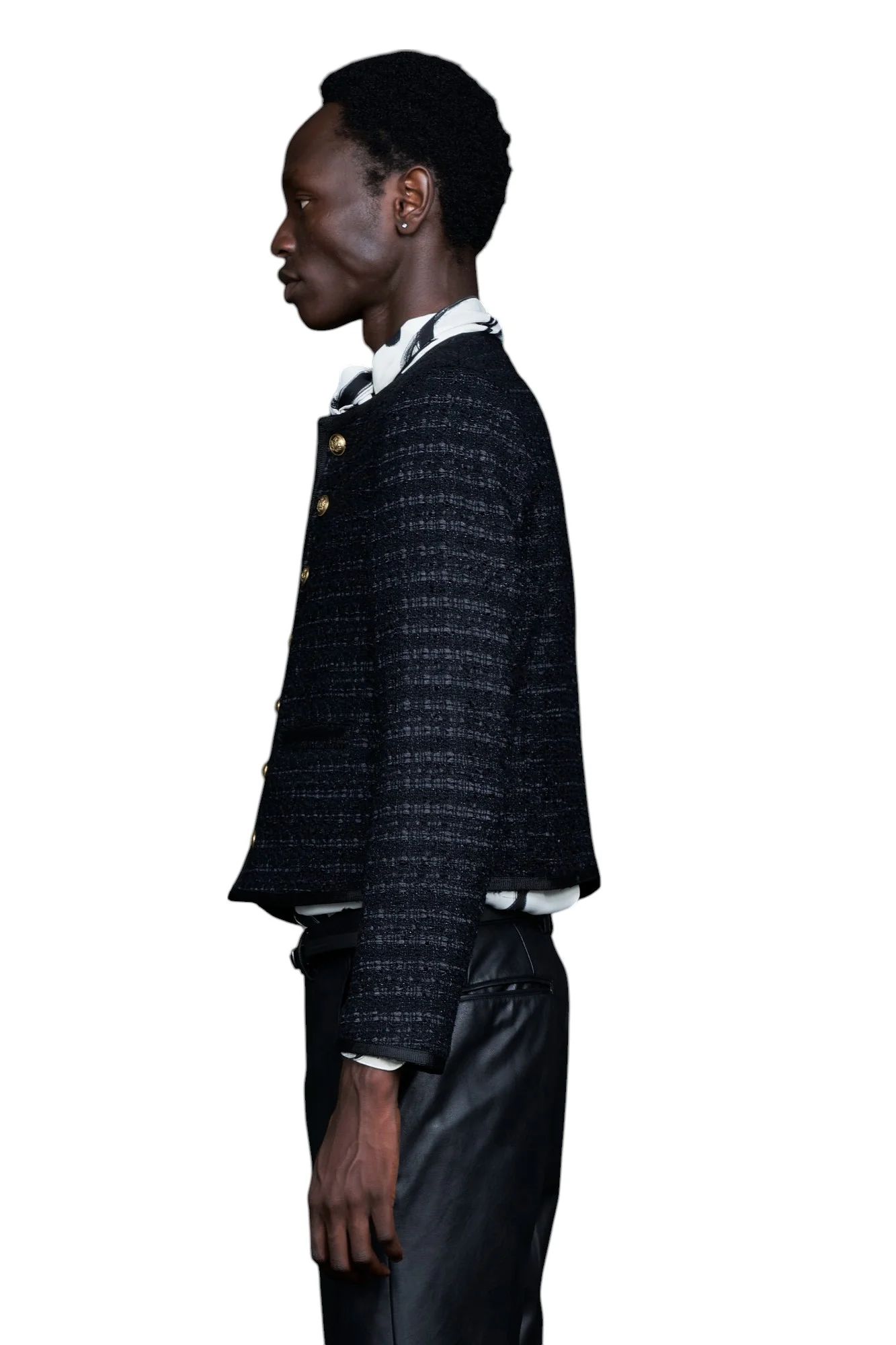 No Collar Cropped Bellboy JK BLACK