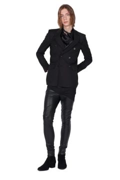 Vegan Leather Combined Denim Pants BLACK DENIM×BLACK ヴィーガンレザーコンバインドデニム