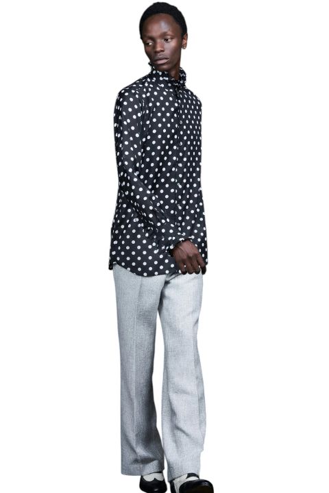 GALAABEND - Big Dots Frill Shirt ビッグ ドット フリル ネック 