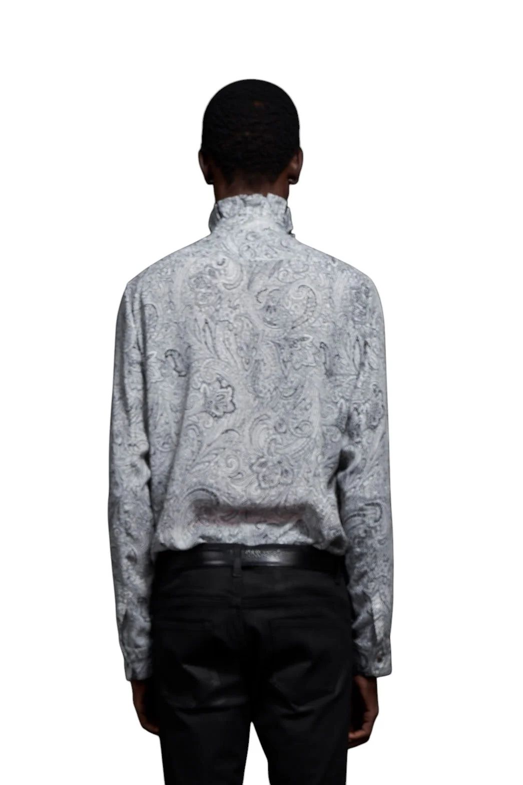 Matte Paisley Hi Neck Frill Shirt マットペイズリーハイネックフリルネックシャツ