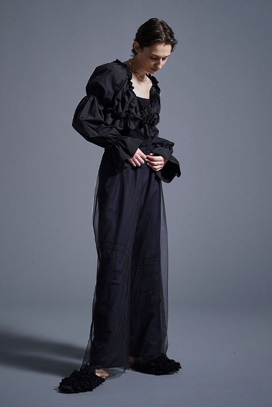 ギャザー ショートボレロ BLACK