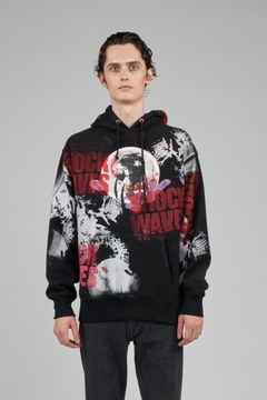 "TEST HOODY" SHOCK WAVES グラフィックプリント パーカー ブラック (one and only)