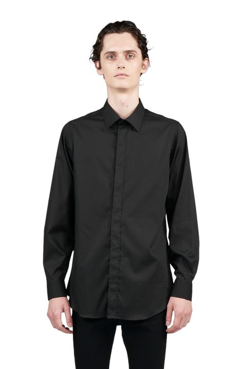 50's ブロードストレッチ レギュラー比翼シャツ BLACK