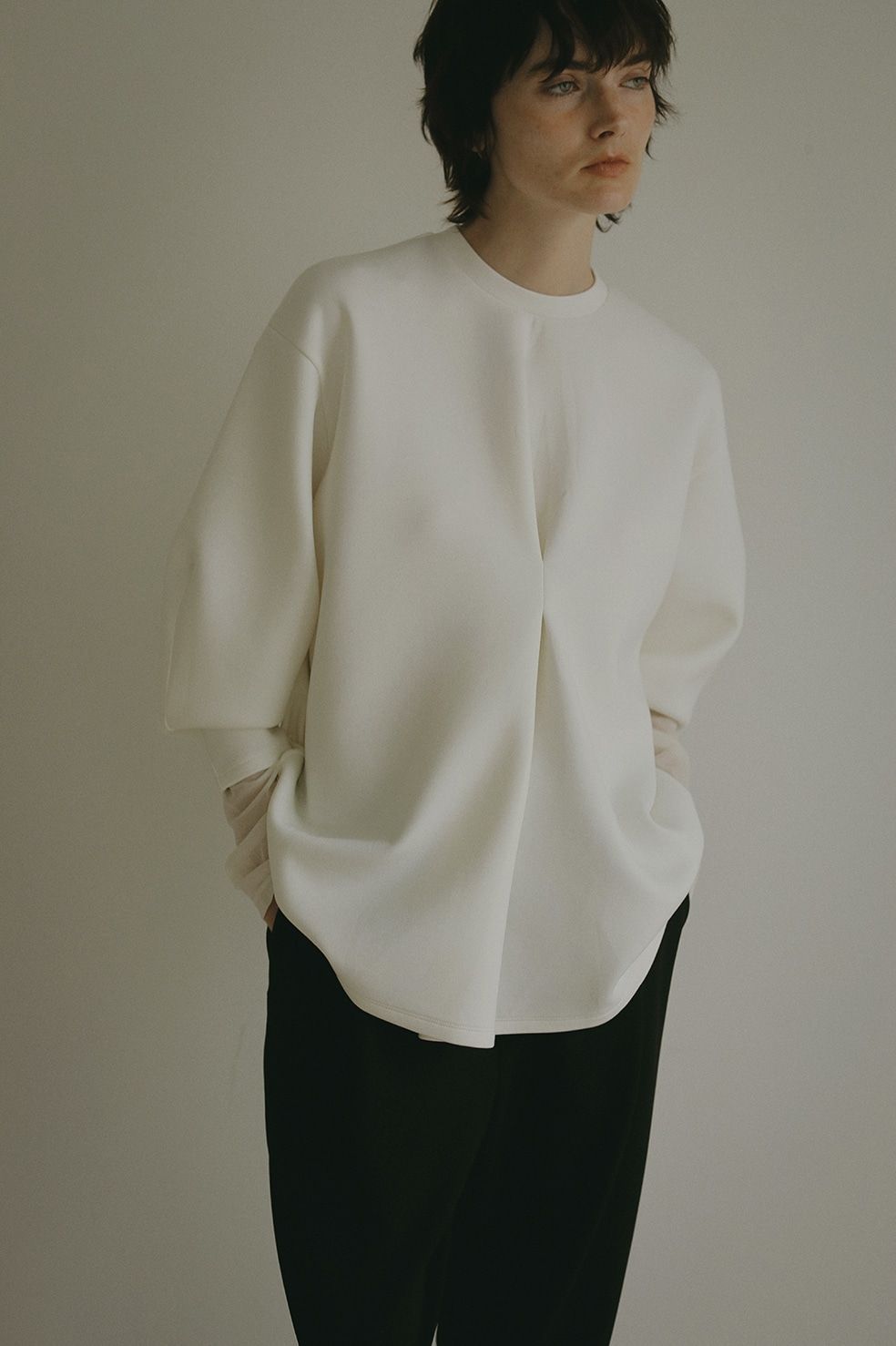 ウエスト タック カット トップス WAIST TUCK CUT TOPS ホワイト