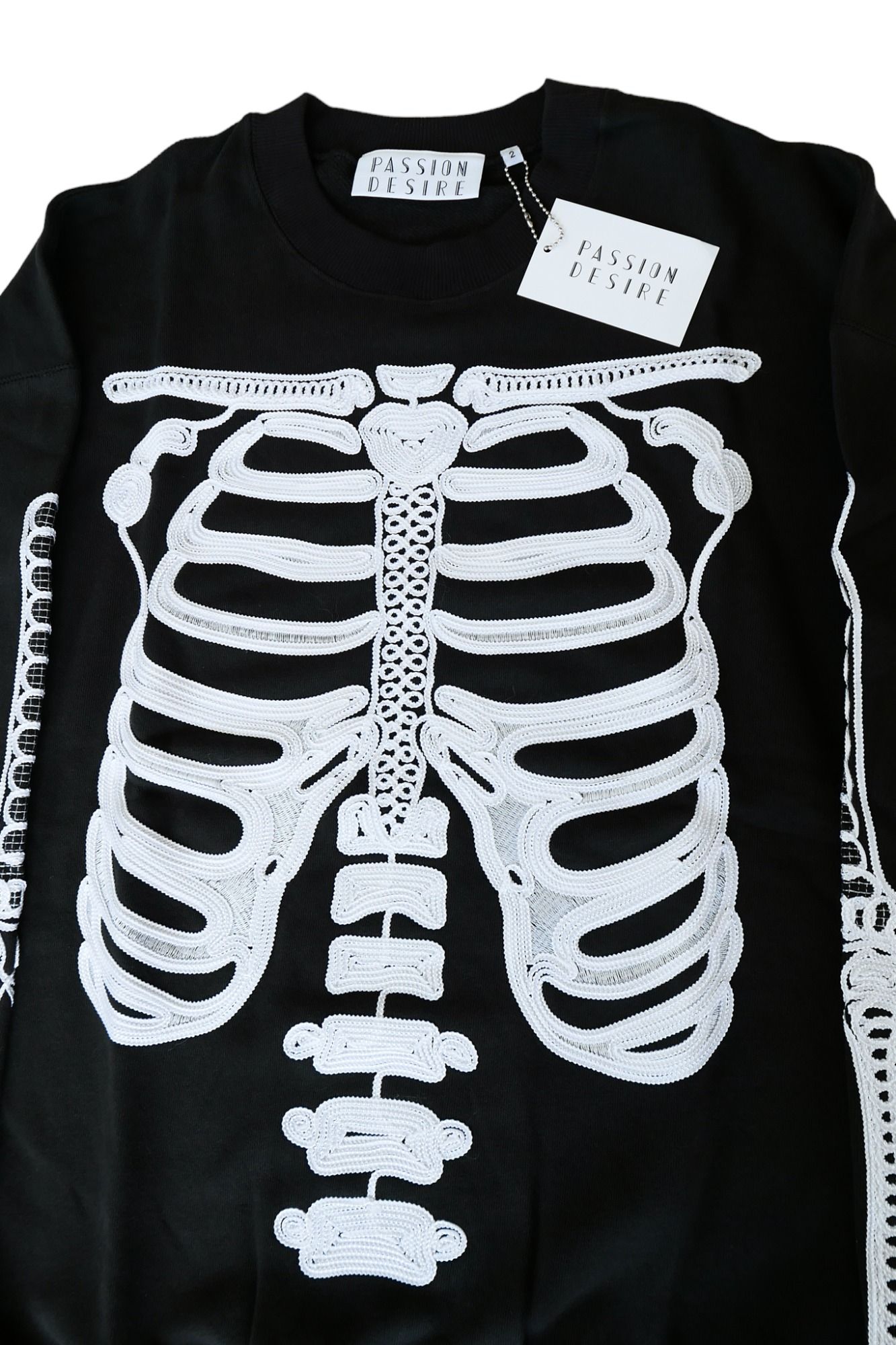 Cord Embroidered 刺繍 クルー ネック スウェット BONES ブラック