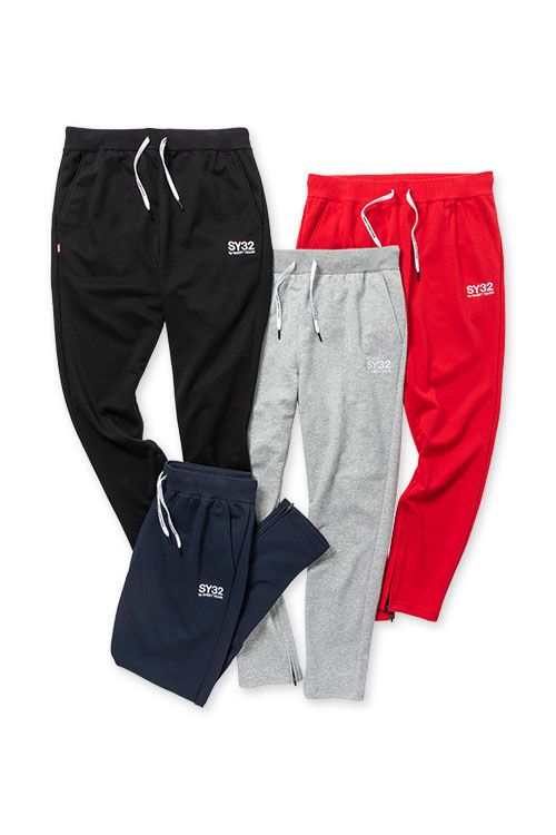 ベーシックスウェット裾ジップパンツ ネイビー