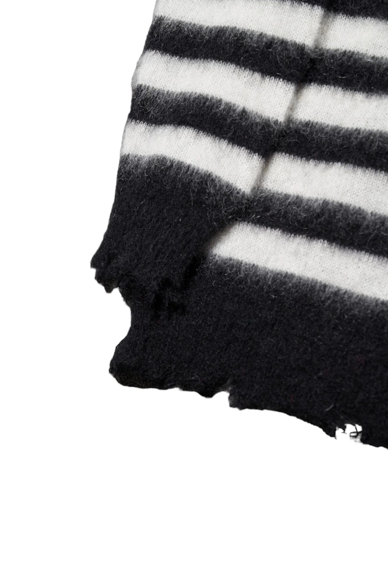 ランダム マリン ボーダーニット Random Marine Border Crashed Knit BLACKxWHITE