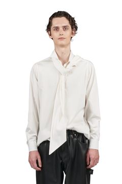 50's ブロードストレッチ レギュラーシャツ with ビッグボウタイ WHITE
