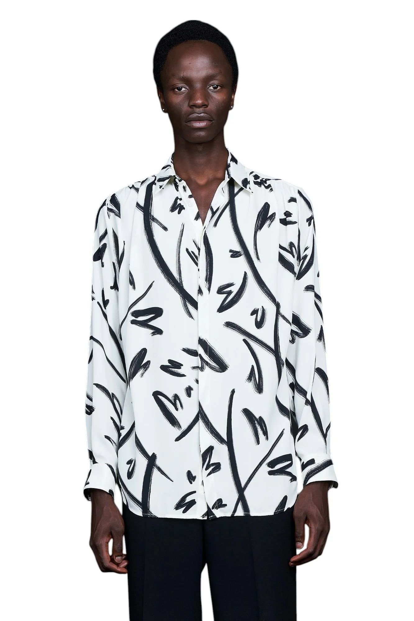 Hand paint Gather Regular Shirt WHITE