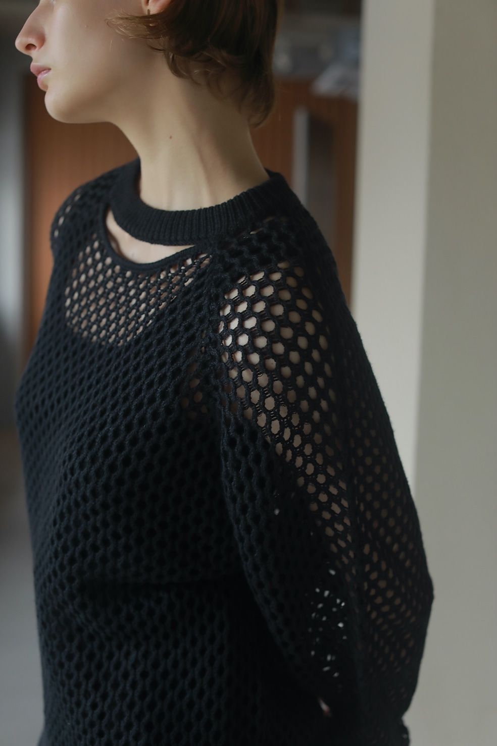 Mesh Knit Tops メッシュニット ブラック