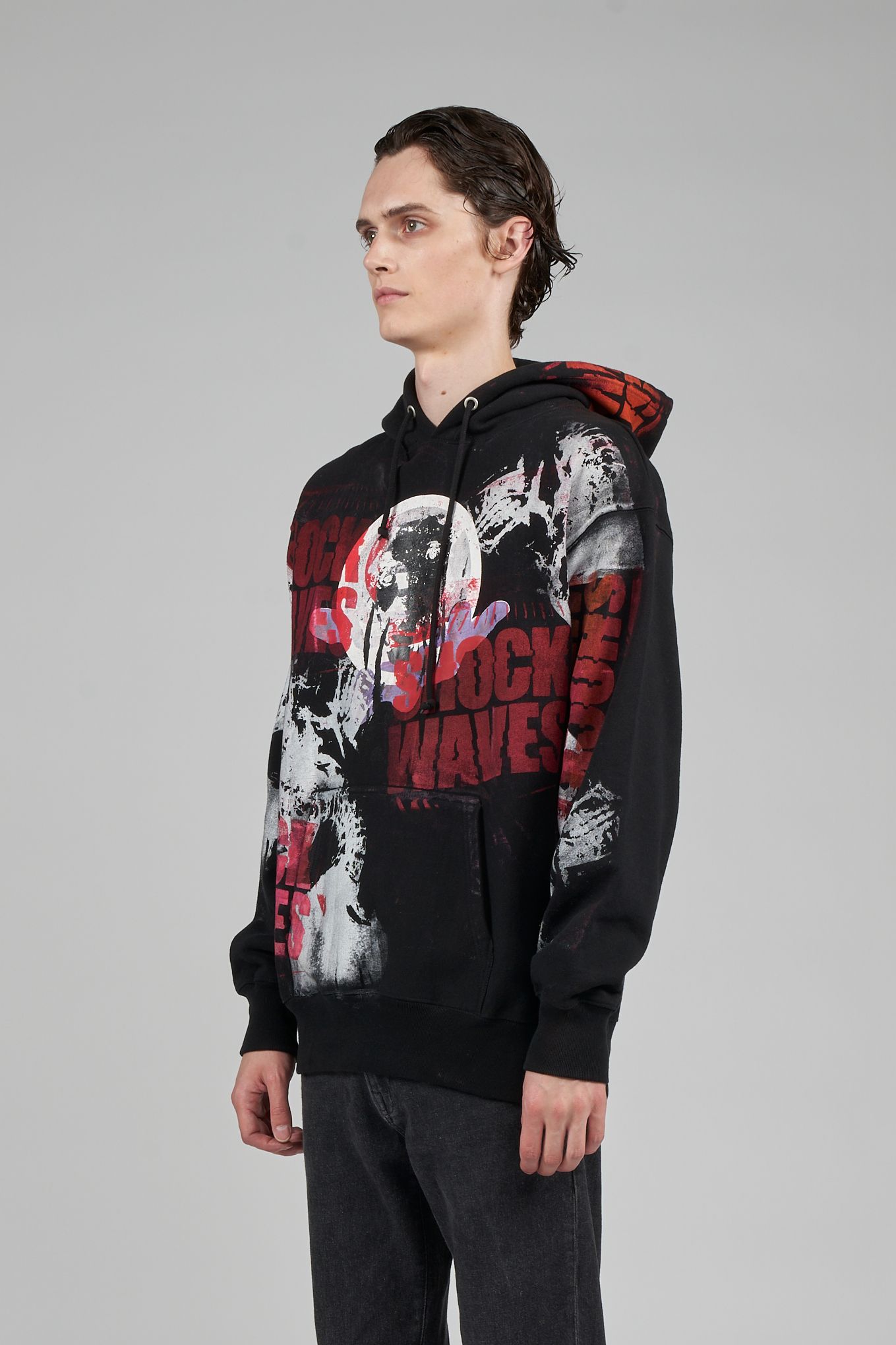 "TEST HOODY" SHOCK WAVES グラフィックプリント パーカー ブラック (one and only)