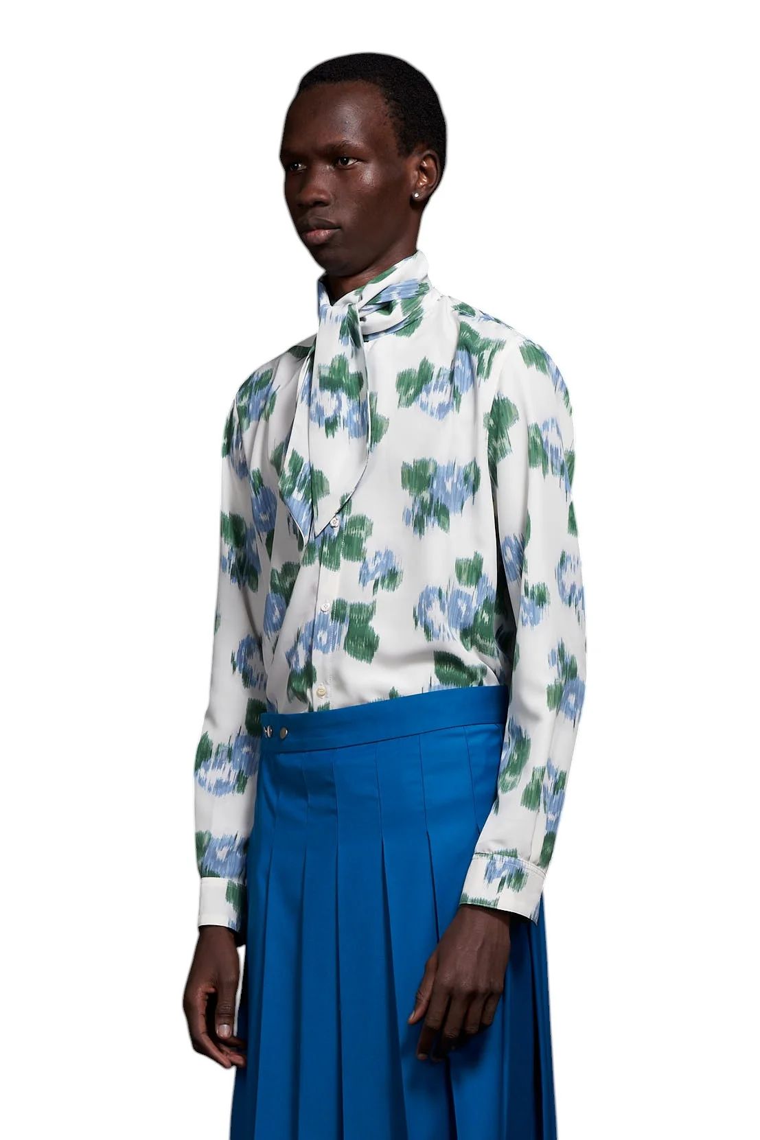 Pixel Flower Print Ribbon Shirt ピクセルフラワーリボンシャツ