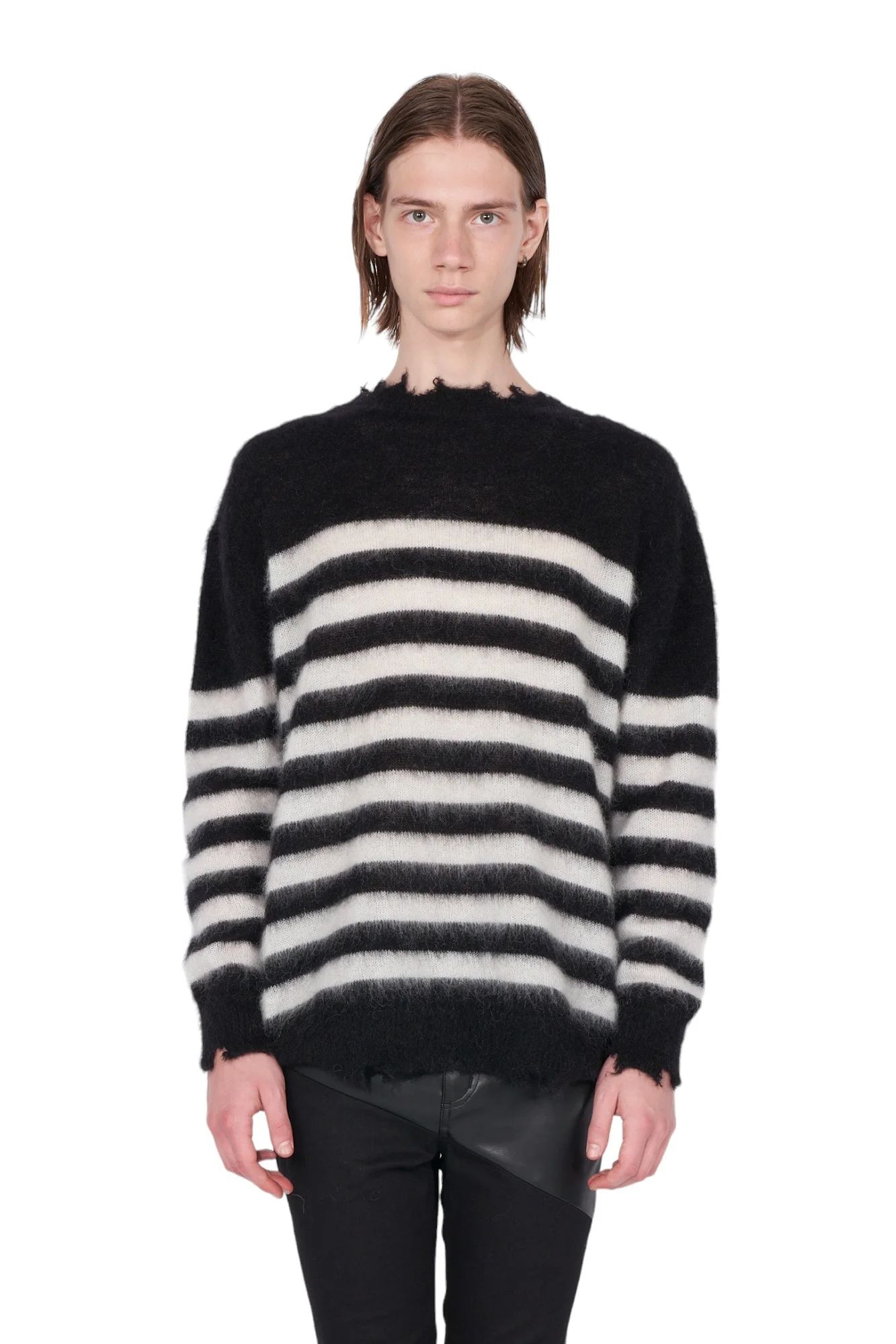 ランダム マリン ボーダーニット Random Marine Border Crashed Knit BLACKxWHITE