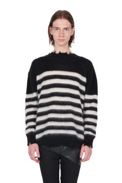 ランダム マリン ボーダーニット Random Marine Border Crashed Knit BLACKxWHITE