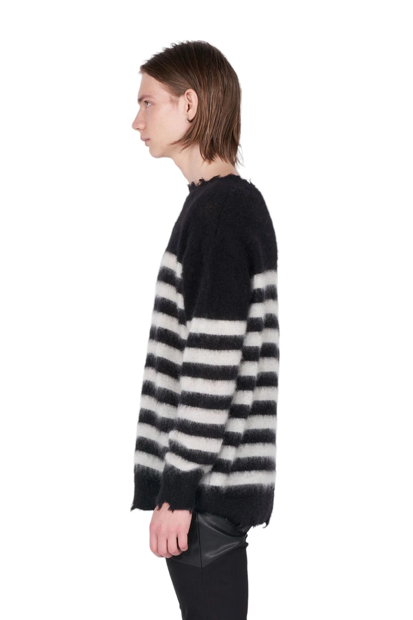 ランダム マリン ボーダーニット Random Marine Border Crashed Knit BLACKxWHITE