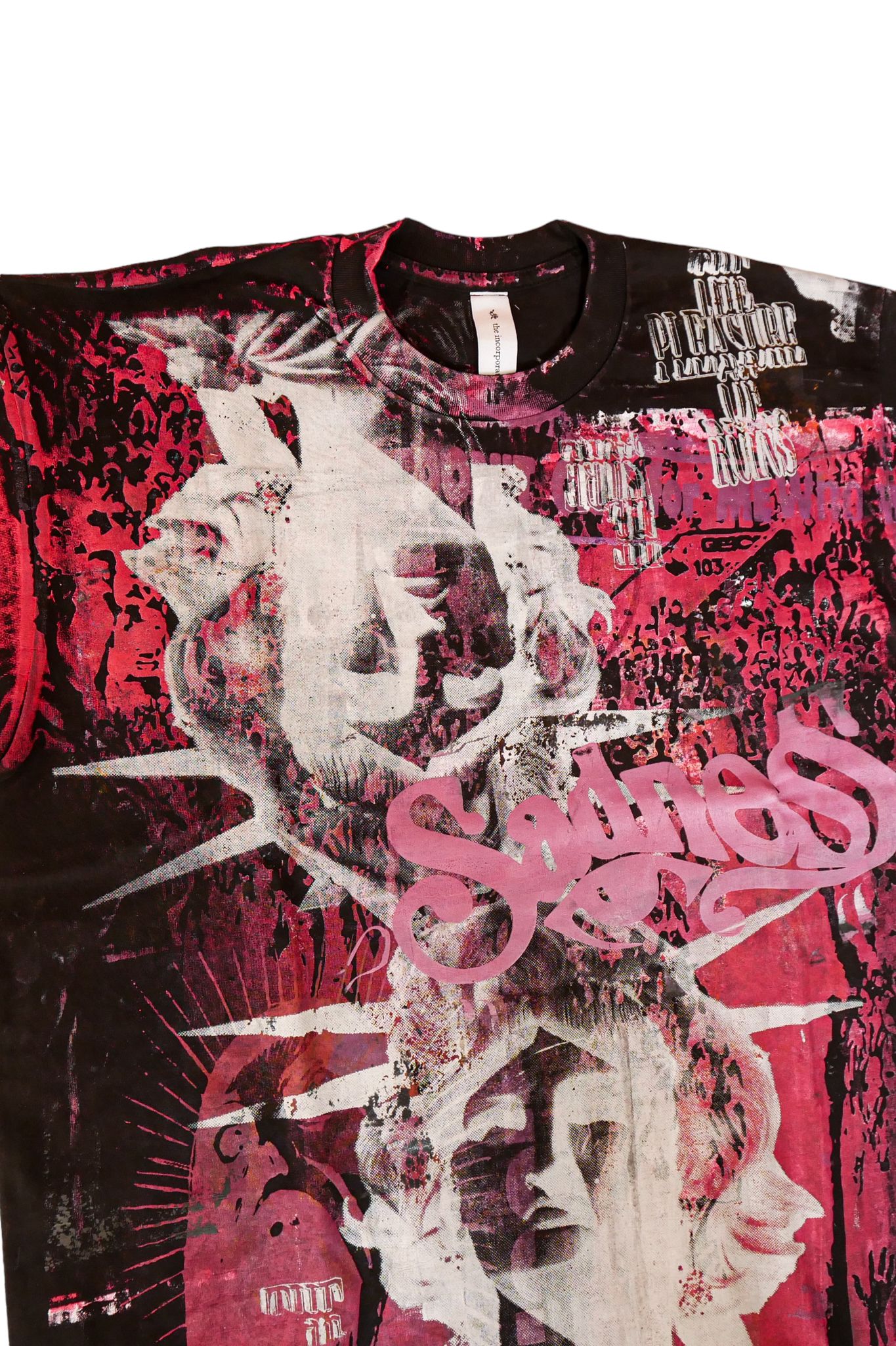 "TEST T" グラフィックプリント 半袖Tシャツ ブラック×レッド (one and only)