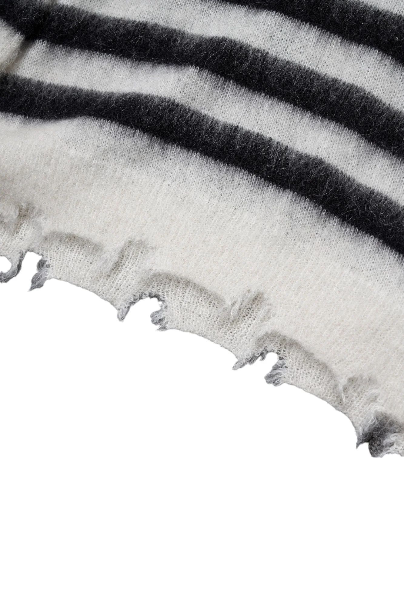 ランダム マリン ボーダーニット Random Marine Border Crashed Knit WHITE×BLACK