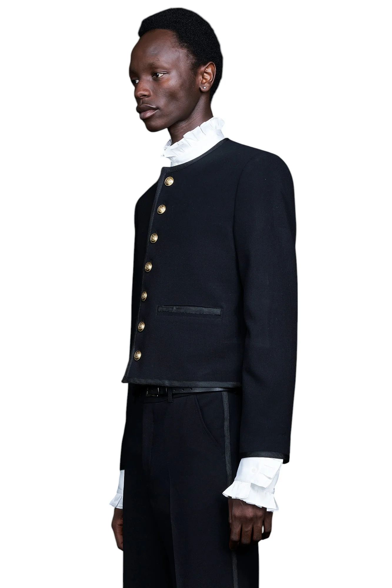 No Collar Cropped Bellboy JK BLACK