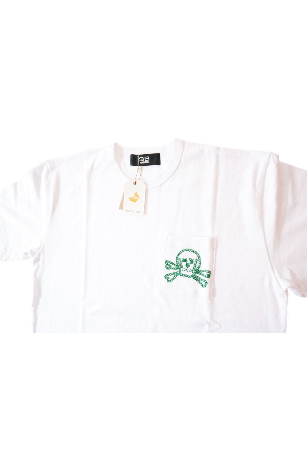 スカル ハンド刺繍 半袖 Tシャツ ホワイト