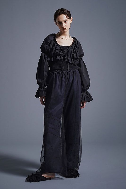 ギャザー ショートボレロ BLACK