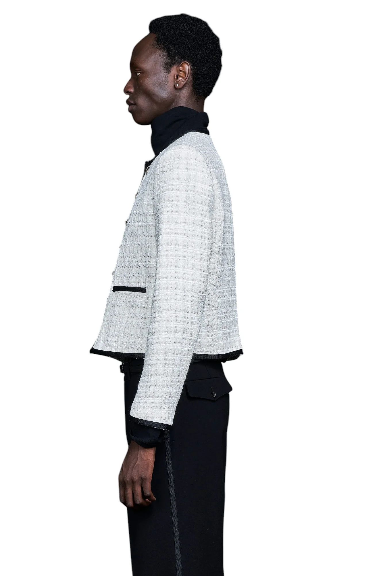 No Collar Cropped Bellboy JK WHITE