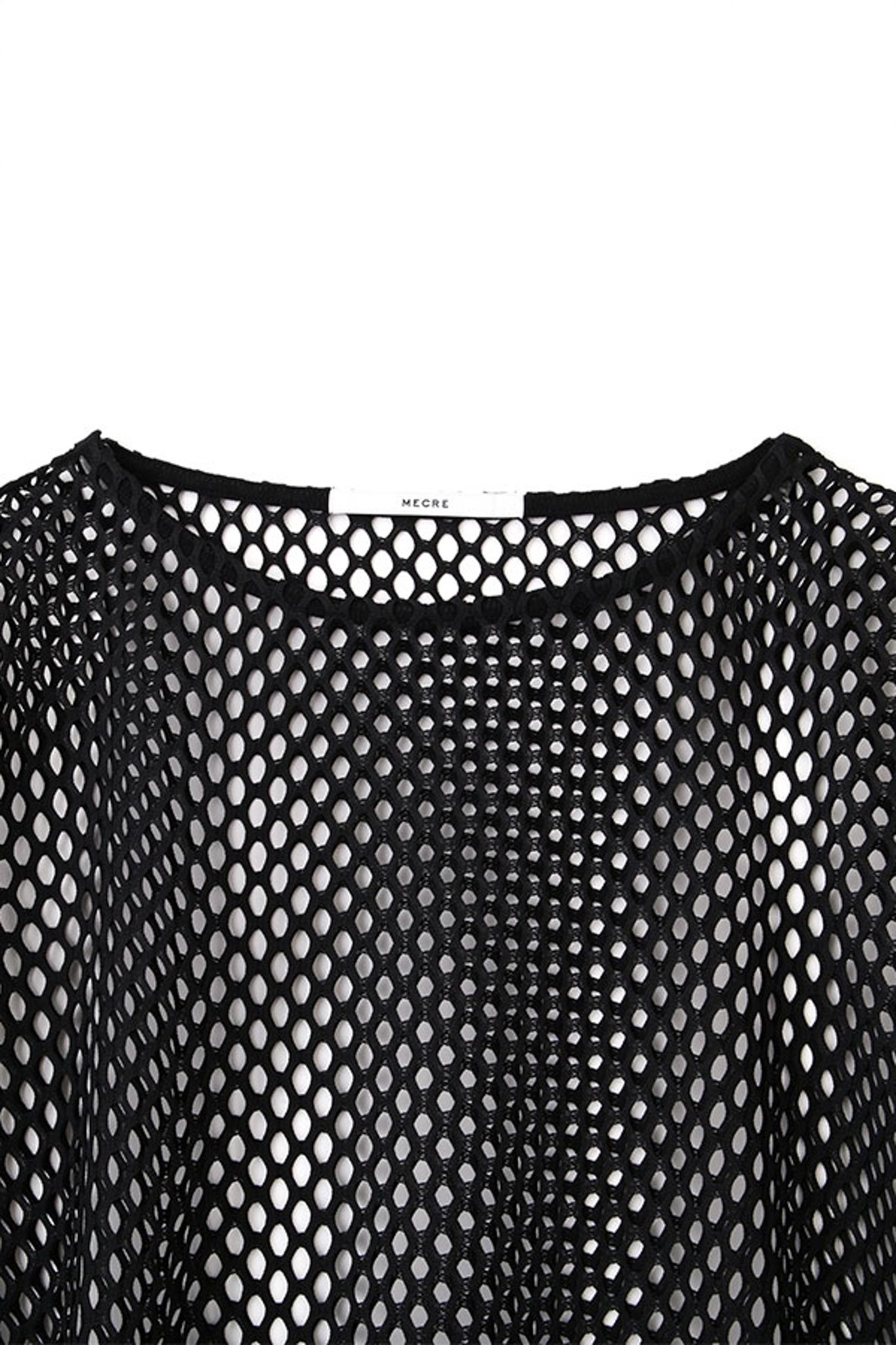 ボックスシルエット メッシュ プルオーバー BLACK