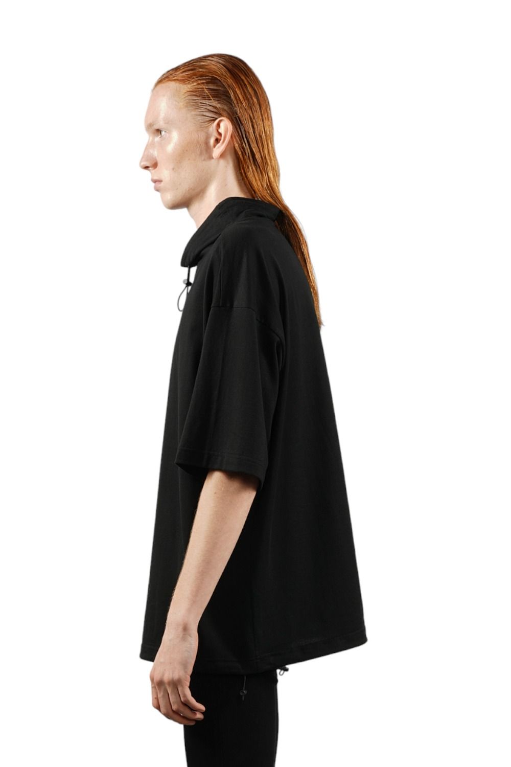 ドローコードモックネックTシャツ BLACK