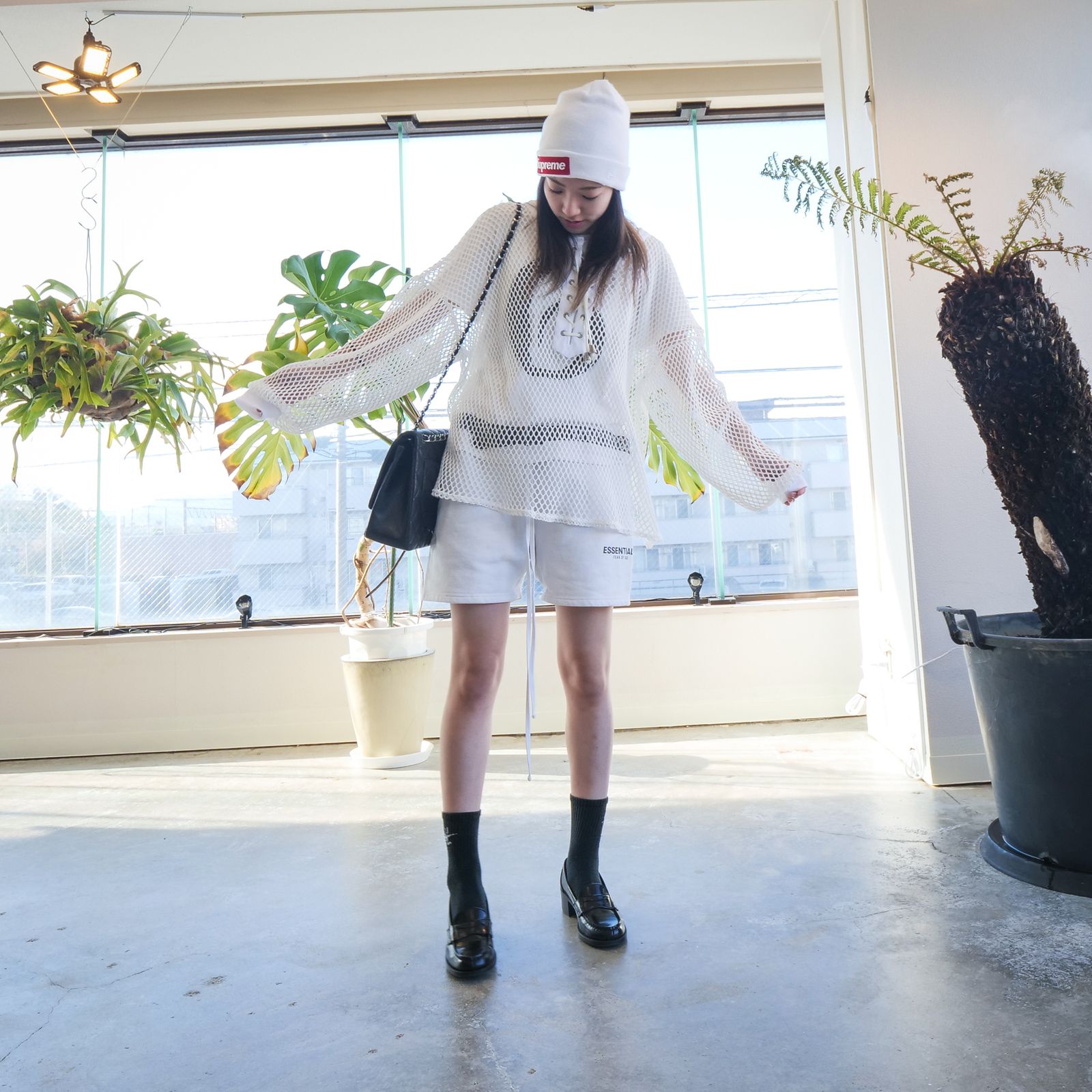 【el conductorH】 MESH KNIT WHITE ぷらっとお散歩コーデ