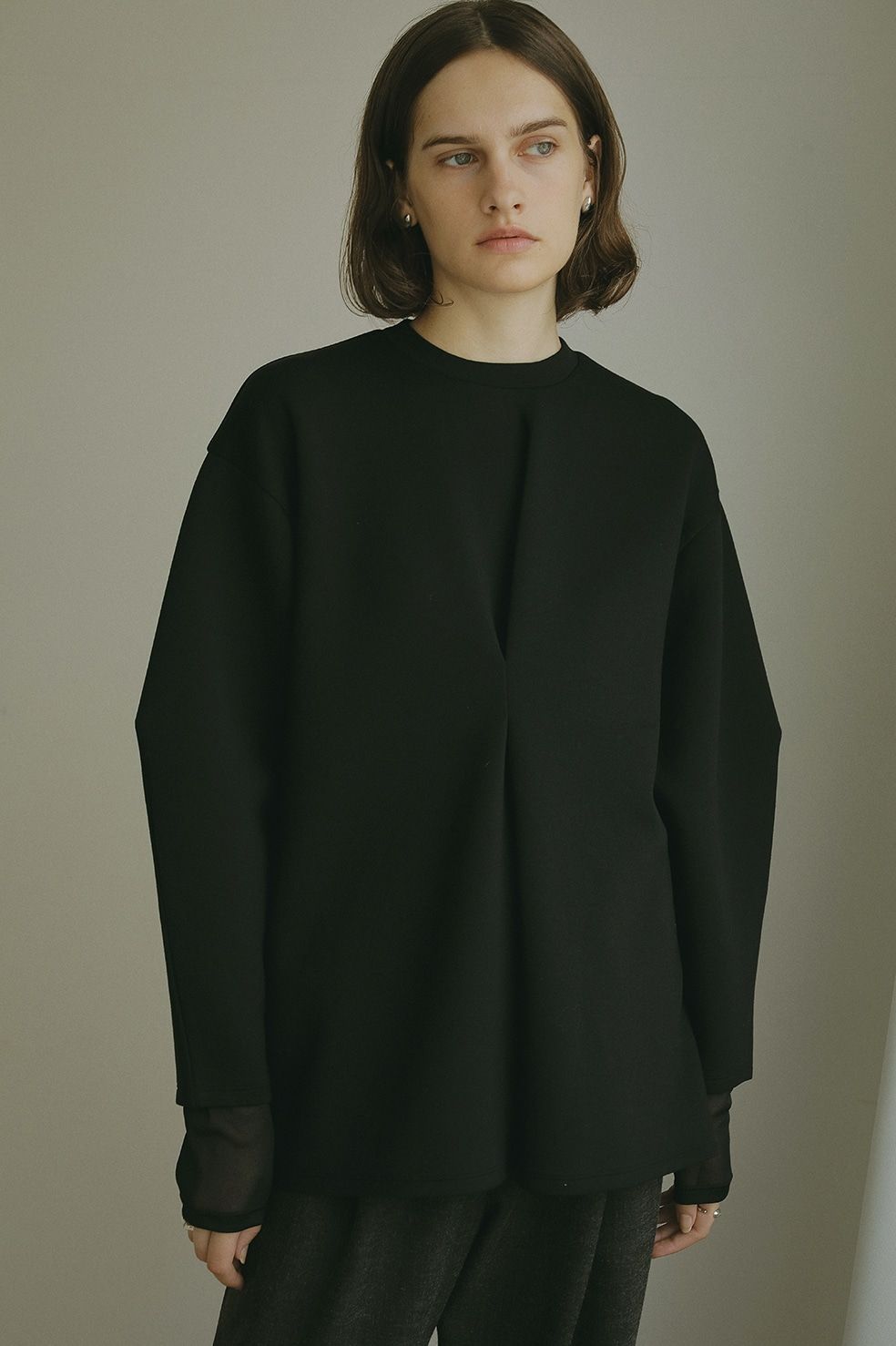 ウエスト タック カット トップス WAIST TUCK CUT TOPS ブラック